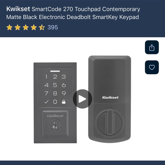 Kwikset SmartCode 270 Electronic Lock - Black - Picture 3 of 8